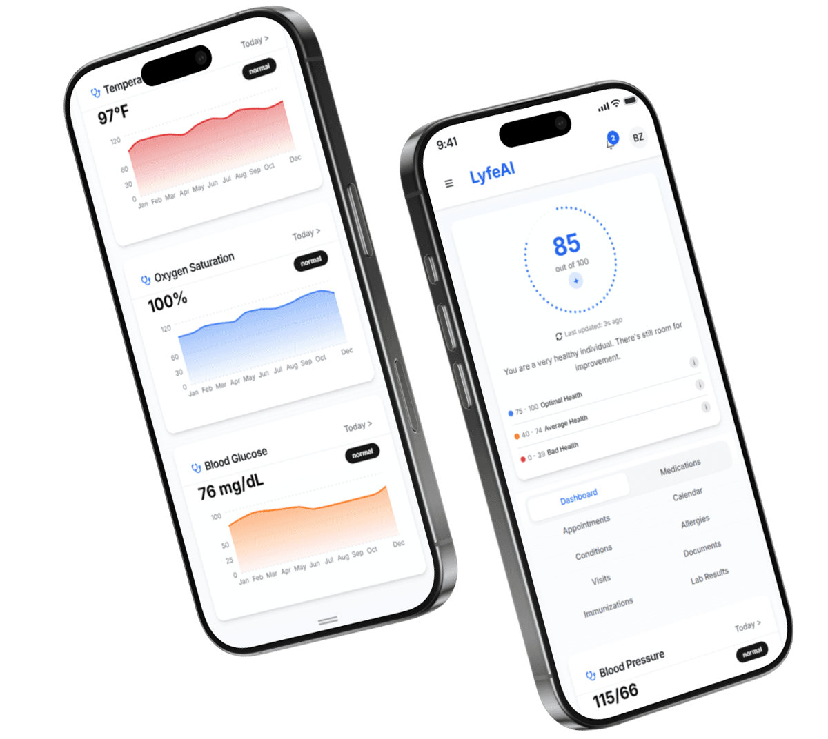 Lyfe AI mobile app showing health timeline